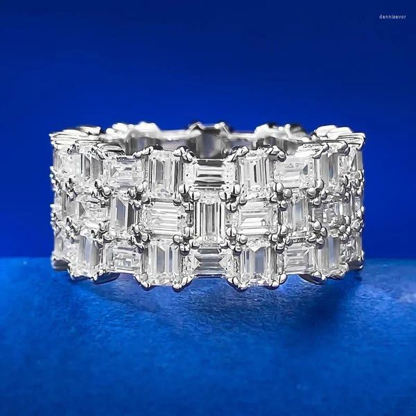 Anillos de racimo Ring de Zirconia Rectangular de circonía Gémica de color femenino con encanto femenino y micro diamante