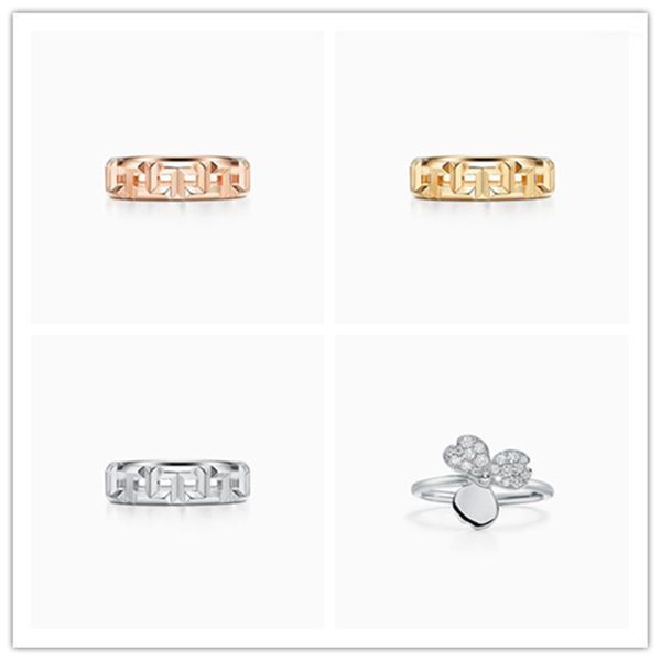 Anillos de racimo de alta calidad 100% S925 plata esterlina anillo de flor de papel de moda grande Real joyería de gama alta logotipo femenino