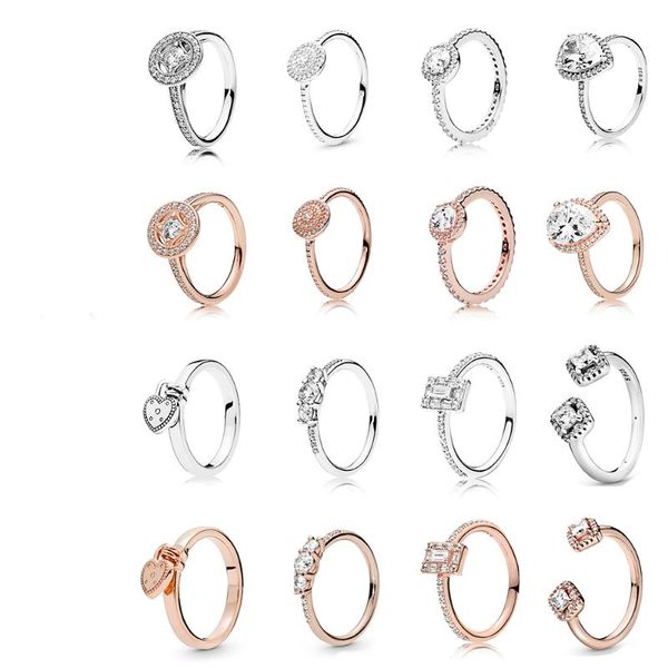 Anillos de racimo Encanto de nudo de amor de oro rosa de plata 925 de alta calidad, luz de cuento de hadas, anillo de candado en forma de corazón, joyería original para damas