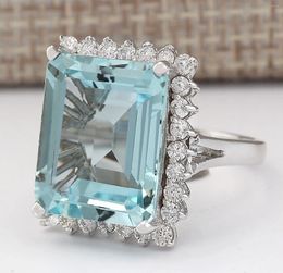 Anéis de cluster de alta qualidade grande azul cz zircão cúbico pedra para mulheres moda jóias presente do dia dos namorados