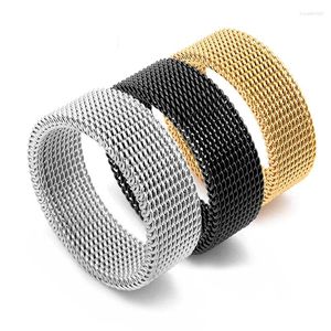 Bagues de cluster Haute Qualité Mode Bague En Acier Inoxydable Mesh Rétro Punk Gothique Bijoux Pour Hommes Accessoires 8mm Largeur Taille 6-12