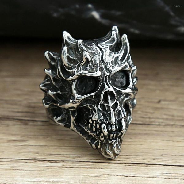 Cluster anneaux de haute qualité satan diable crâne gothique pour hommes femmes 316l en acier inoxydable punk moto joelry bijoux amulets cadeaux en gros