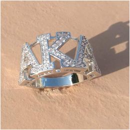 Cluster ringen van hoge kwaliteit Sier Zirkon Grieks aka Sorority Finger Ring Drop levering sieraden Dhlrd Dhlrd