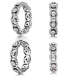 Cluster Ringen Hoge Kwaliteit Zilver 925 Wit Roze Zirconia Sprankelende Romantiek Ring Originele Vrouw Sieraden Verjaardag Paar Eenvoudig Cadeau