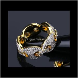 Cluster ringen hiphop hipster edelsteen real vergulde zirkoon heren ring goud kleur bling ice out sieraden atdsy 0ag4o