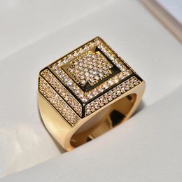 Anillos de racimo Hiphop Origin Natural 2 Diamond Gemstone 14K Anillo de oro amarillo Hombres Ajuste invisible de lujo 14 K Caja