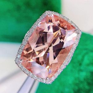 Cluster ringen hjy fijne sieraden 18k goud natuurlijk roze beryl heliodor morganite 17.5ct edelstenen sieraden voor vrouwen ring