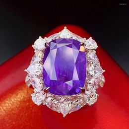 Anneaux de cluster HJY2024 GUILD Purple Sapphire Ring 11.35ct Real 18K Or Naturel Unheat Gemstone Diamants Pierre Femme