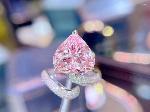 Bagues Cluster HN Morganite Bague 6.56ct Fine Jewelry 18K Or Naturel Rose Béryl Heliodor Bijoux Pour Femmes