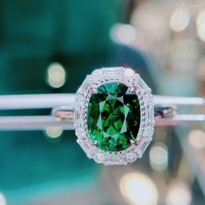 Clusterringen Hn Tourmaline Ring Fijne sieraden Solid 18K Gold Nature Green Gemstones 2.86CT Diamanten voor aanwezige vrouwen