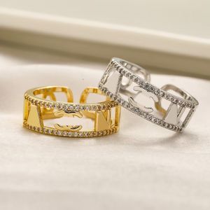 Cluster ringen holle Designer Ring Diamond Lattice Mens Ring trouwring luxe sieraden Lady Bague kleine Womens Ring opening verguld goud zilver Hardware Zb10