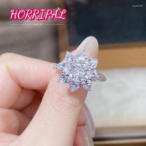 Bagues de cluster Horripal 2.5CT DVVS1 Coussin Moissanite Bague de mariage S925 Sterlign Argent 18k Plaqué Bande d'éternité de luxe pour les femmes en gros