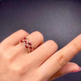 Clusterringen Horse oogstijl Gem Exquise Red Ruby edelstenen Ring voor vrouwen Natuurlijk 925 Sterling Silver Birthday Gift Jaar