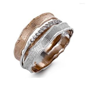 Cluster Ringen HOYON 18 k Rose Goud Kleur Two-Tone Ring Voor Vrouwen Sieraden Multi-Wrap Diamant Stijl mode Bruiloft Engagement