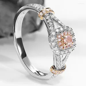 Bagues de cluster Hoyon 925 Couleur Argent Naturel Rose Topaz Bague pour femmes Anillos S Bizuteria Bijoux Gemstone Style Diamant