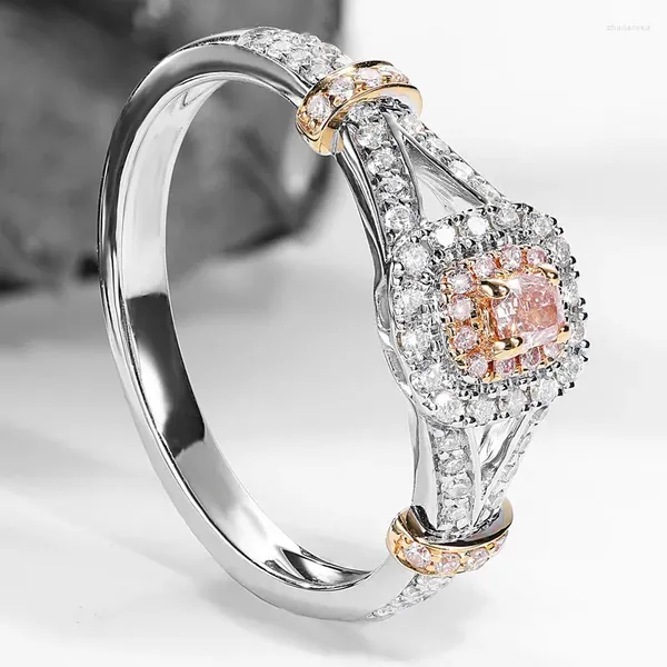 Bagues de cluster Hoyon 925 Couleur Argent Naturel Rose Topaz Bague pour femmes Anillos S Bizuteria Bijoux Gemstone Style Diamant