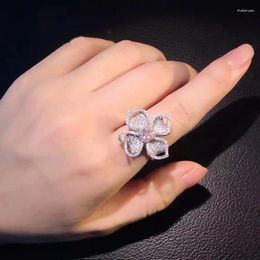 Cluster Rings Hoyon 925 Sterling Silver Color Vrouwen Natuurlijk wit Moissanite met diamanten sieraden Anillos de Bizuteria edelsteen