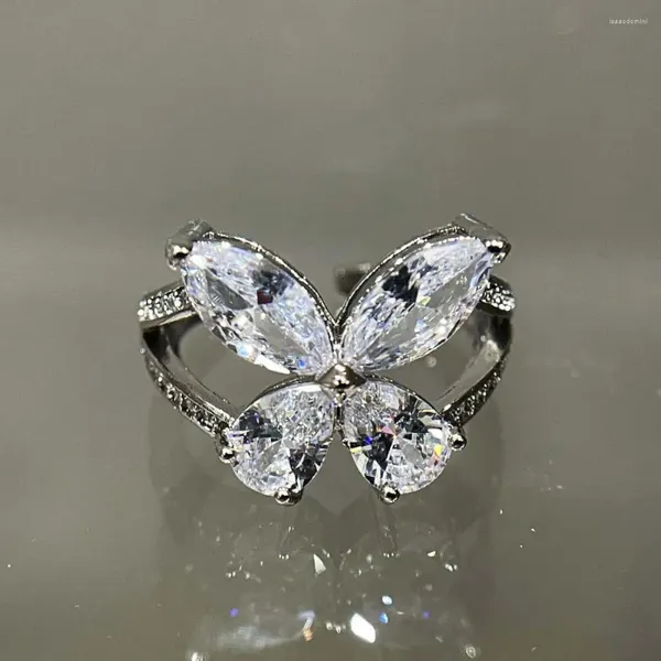 Anneaux de cluster Hoyon Butterfly Diamond Ring pour femmes Bijoux de mariage Moisanite Style High Carbon Box Gift Free Shopping