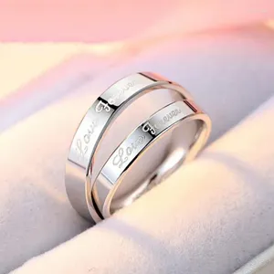 Bagues de cluster Hoyon Luxe 'Forever Love' Couple Bague pour Femmes Hommes Bijoux Ouvert Réglable Réel 18k Or Blanc Couleur Valentine's