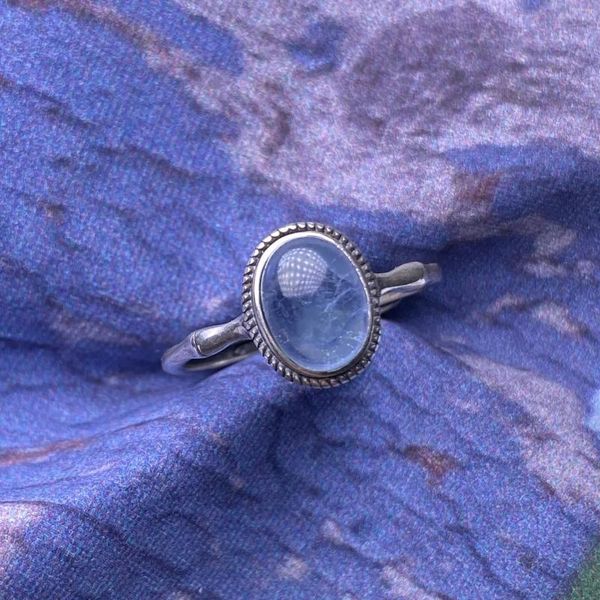 Bagues de cluster Hoyon Naturel Aquamarine Bague S925 Sterling Argent Vintage Népalais Bambou Femme Cadeau Saint Valentin Bijoux Ne Fade Jamais