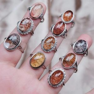 Anéis de Cluster Hoyon Natural Colorido Gemstone Anel Feminino S925 Sterling Silver Egg Casal Casal Jóias Presente Vintage