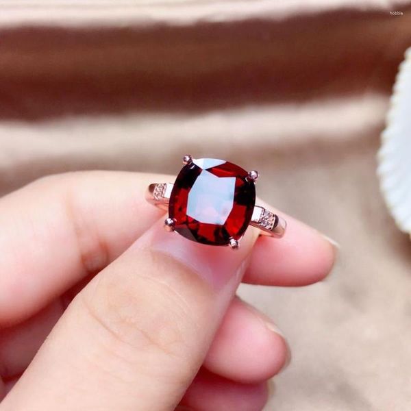 Anillos de racimo Hoyon Natural Mozambique Granate Anillo Paloma Sangre Roja Apertura Tesoro ajustable para mujer