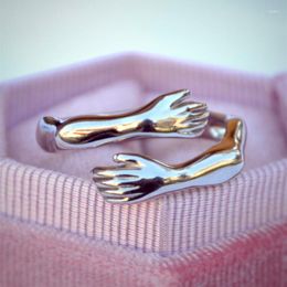 Cluster Ringen Knuffel Spier Handen Voor Vrouwen Mannen Verstelbare Open Manchet Ring Party Paar Vintage Bruiloft Sieraden Anillos Bague