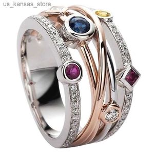 Cluster ringen Huiran Fashion Cross vrouwelijke vinger ring sieraden wit/geel blauw/roos rood cz shine stone feest accessoires stijlvol cadeau240408