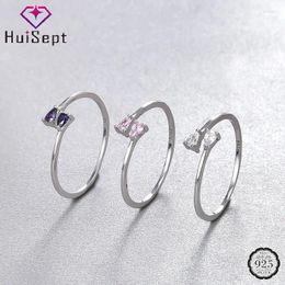 Cluster Ringen HuiSept Trendy S925 Zilveren Sieraden Met Zirkoon Edelsteen Vinger Ring Accessoires Voor Vrouwen Bruiloft Verlovingsfeest Geschenken