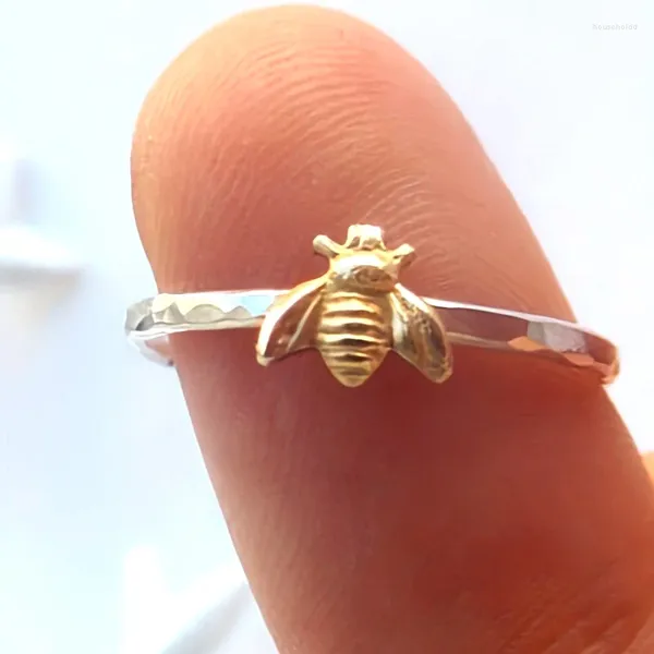 Anillos de racimo Huitan Chic Insertar anillo de dedo femenino diario usable forma de abeja accesorios de diseño para niña adolescente moda versátil delicada