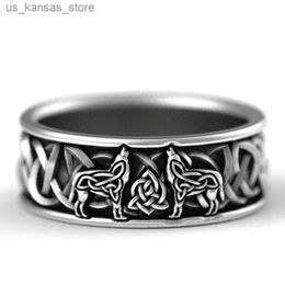 Anillos de clúster Huitan Viking Nórdico Mílico Gigante Merguestría Ring Defense Tótem Wolf Fashion Hip Hop Rock Rock Neutral Anning Punk Gift240408