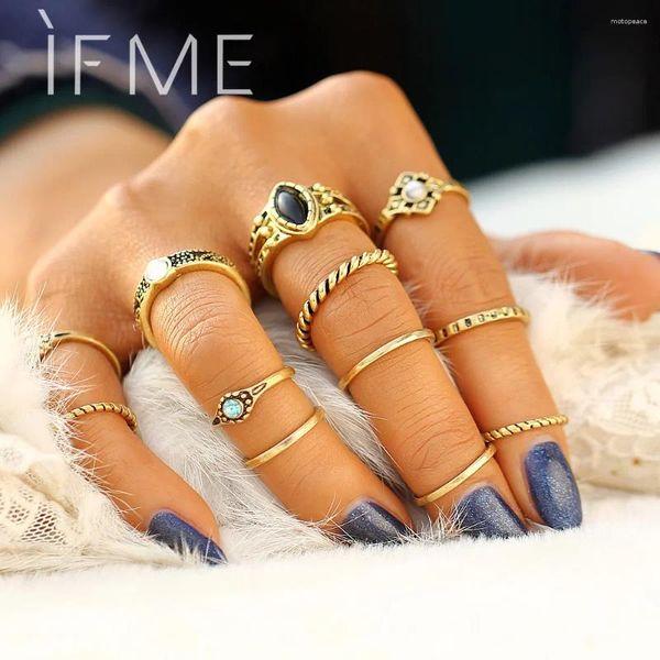 Anillos de clúster Si me 12 PCS/set Retro Vintage Gold Color Knuckle Midi Set para mujeres accesorios bohemio bohemio boho