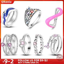 Salons de cluster en 925 Sterling Silver Tulip For Women Ring Multi-Hoop Crossover Wide Making Bielry Gift Party Engagement