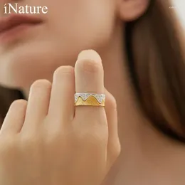 Cluster anneaux inature 925 argent sterling luxe cristal géométrique combinaison anneau de doigt les bijoux de fête de mariage