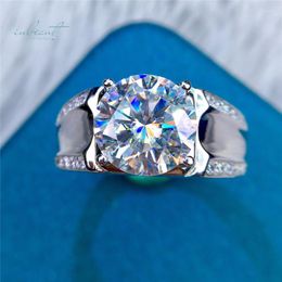 Anillos de racimo Inbeaut 925 Plata 4 Ct Excelente corte Pase Diamante Prueba Sparking D Color Moissanite Anillo de fiesta para hombres Joyería fina