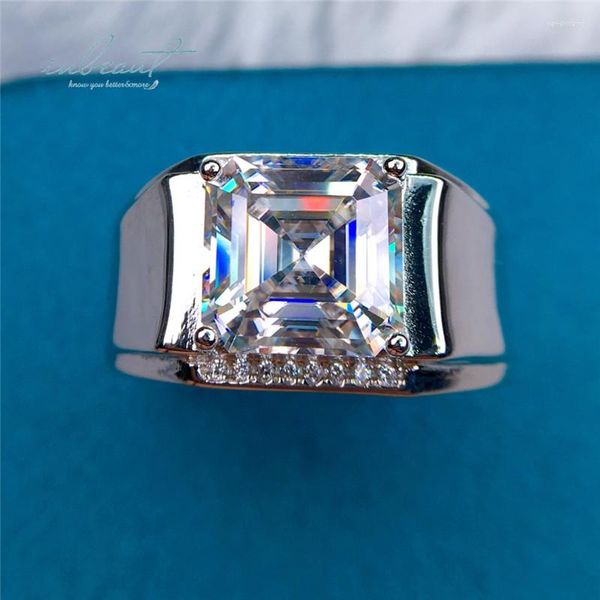 Bagues de grappe Inbeaut Classic 925 Silver 5.5 Ct 10 10mm Excellent Cut Pass Diamond Test D Couleur Moissanite Bague De Mariage Pour Hommes Fine Jewelry