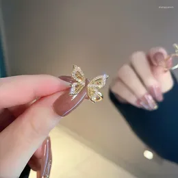 Cluster anneaux individualité zircon papillon doré ouvert ouverte ouverte de femme classique belle mode quotidienne accessoire bijoux bijoux d'anniversaire cadeaux