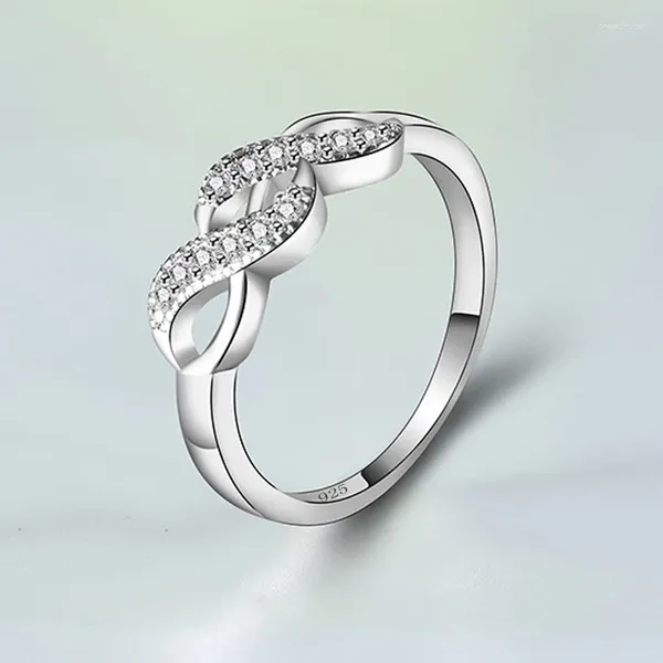Bagues de cluster Infinity Ring 925 Sterling Silver Eternity Charms Ami Cadeau Symbole d'amour sans fin pour les femmes Bijoux