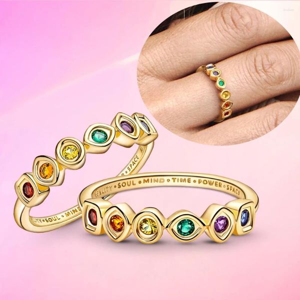 Bagues de cluster Infinity Stones Bague 925 Sterling Silver Harnais Power Fit Original pour les femmes se marient amoureux bijoux de mode