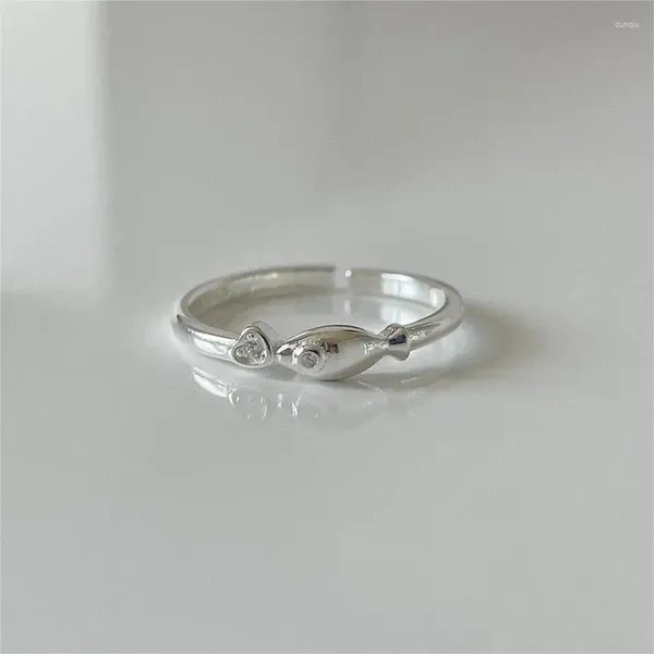 Anillos de conglomerados INS auténticos sólidos 925 joyas de plata esterlina anillo de pescado de ballena animal de mar ajuste c-j1920