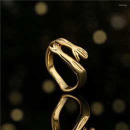 Cluster anneaux Ins vintage réel réel grenaille à deux mains plaqué or à deux mains géométrique Geométrique Romantique Ajustement pour les femmes Bijoux de mode pour hommes