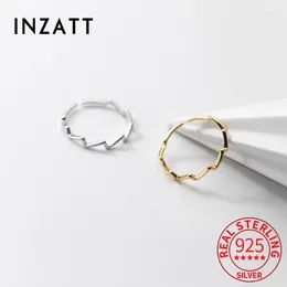 Clusterringen Inzareal 925 Sterling Silver Minimalistische Wave Resizable 14K Gold Ring voor Fashion Women Party Punk Fine Jewelry Accessoires