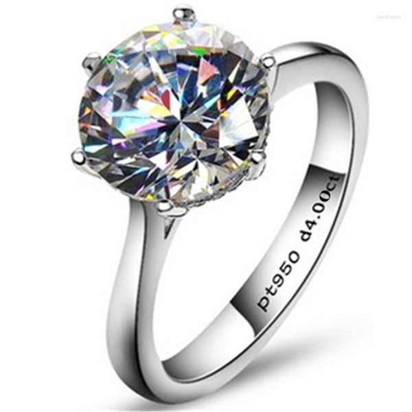 Anillos de racimo IOGOU Anillo de compromiso de moissanita de lujo 2-4ct Solitario 925 Anillo de bodas de diamantes de plata esterlina para mujeres con certificado GRA