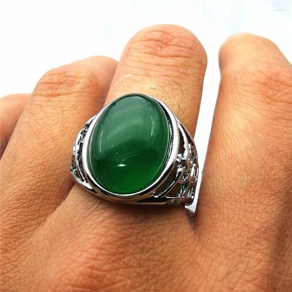 Cluster Anneaux Jadery Argent 925 Bague Hommes Vintage Ouvert Ajusté Naturel Vert Rouge Calcédoine Jade Bijoux De Mariage Cadeau De Noël 2023