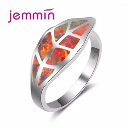 Cluster Anneaux Jammin Fashion Leave Ring S925 Golden Opal Multicolour Sterling Silver Charming Gems Crystal for Women