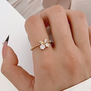 Cluster Ringen Japanse En Koreaanse Mode Creatieve Kersen Ring Vrouwelijke Europese N Temperament Niche Ontwerp Micro-Zirconia Geometrische M