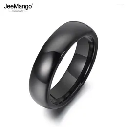 Anillos de racimo JeeMango Trendy 6 mm Negro Cerámica brillante Joyería Bohemia Oficina Estilo Fiesta Aniversario para mujeres Anneaux JR19053