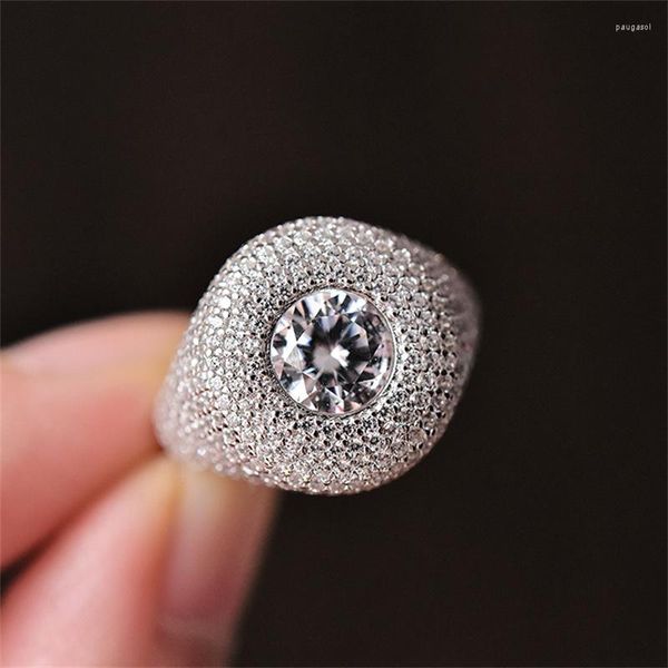 Cluster Rings Bijoux 2023 INS Européen Et Américain Full Diamond Vintage S925 Argent Personnalisé Micro Set Zircon Anneau Pour Les Femmes