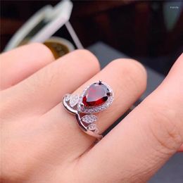 Cluster ringen sieraden 925 zilveren hart ring voor verloving natuurlijke granaat massief sterling