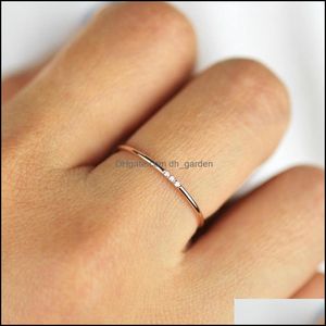 Clusterringen sieraden Minimalistische diamantring 14k gouden band 1 mm FL Ronde dunne ring met 1 2 of 3 stenen .95 mm diamant bruiloft engagemen